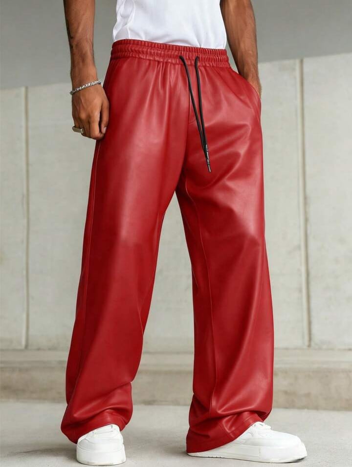 Men's PU Leather Trousers Pants, Baggy Trousers
